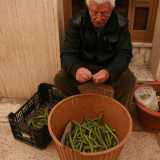 guardando poco pi� avanti vediamo un signore seduto su un gradino intento a pulire i baccelli delle fave fresche: � �Filippo di Mola�, che scopriamo essere un cantautore  dilettante anche abbastanza famoso fra i suoi concittadini